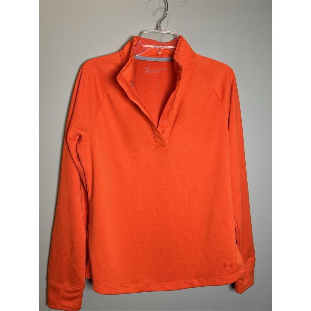 Under Armour women's  L Orange Lightweight Stretch Mock Neck Pullover w buttons